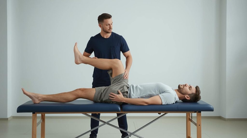 Mann erhält eine Physiotherapie-Behandlung