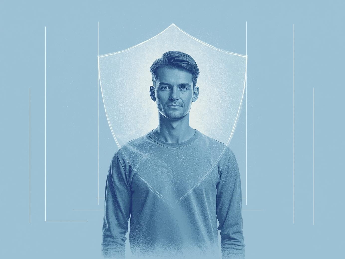 Symbolische Darstellung einer Person im Zentrum, umgeben von einer schützenden Lichtform als Sinnbild für individuelle Beratung zur privaten Krankenversicherung.