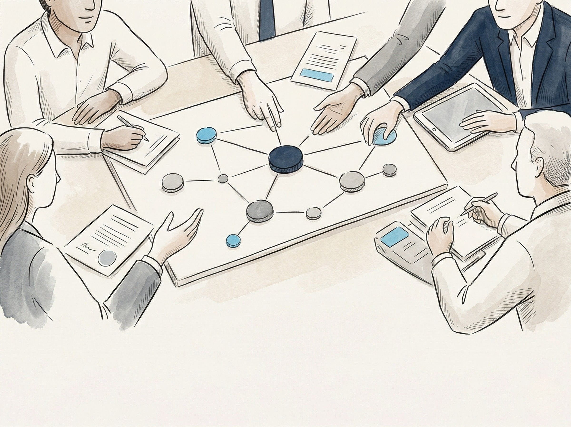 Darstellung eines Netzwerks mit vielen Verbindungen symbolisiert Kooperationen mit Versicherungsgesellschaften